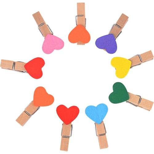 10 pcs/lot Cute Kawaii Wooden Clips Mini Love Heart Memo Clip for Book Stationery School Office Supplies Gift