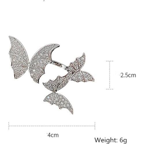 FYUAN Three Butterfly Crystal Rings for Women 2021 Open Adjustable Shine Rhinestone Rings Weddings Party Jewelry Gifts