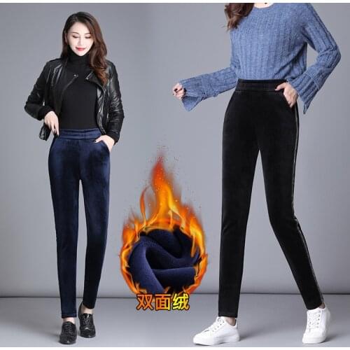 2020 Winter Warm Velour Leggings For Women Plus Size 5xl 6xl Trousers Slim Stretch Soft Velvet Black Blue Pencil Pants Female