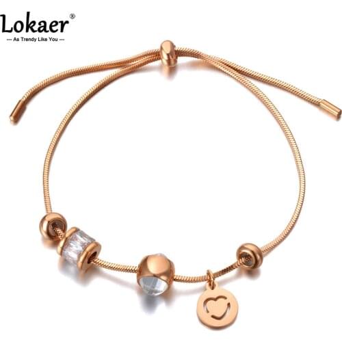 Lokaer Original Design Fashion Stainless Steel Cubic Zirconia Adjustable Bracelet For Women Bohemia Chain & Link Bracelet B21072