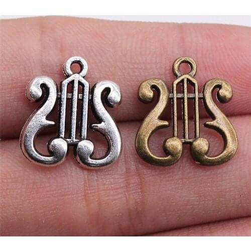 10pcs 17x16mm Pendant Musical Instruments Charm Pendants Antique Silver Color Musical Instruments Pendants