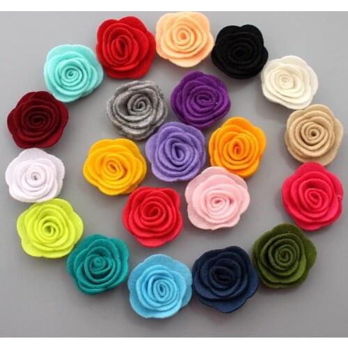100 pcs/lot , Felt Rose Flower Fabric Floral Applique, Boutonniere Wedding Bouquet Making Valentines Decoration