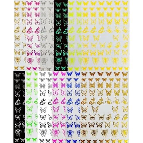 12Pcs 3D Colorful Butterfly Adhesive Transfer Decals Manicure Nail Art Stickers
