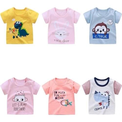 2021 Brand Baby Boys Girls Summer T-shirt Kid Cartoon Print Short Sleeve Tops Tees Cotton T Shirt Tshirt Childrens Clothing
