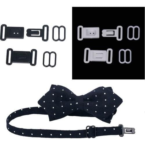 30Sets/Lot Hardwear Black & White Plastic Bow Tie Clasp Set for DIY Bowtie Material Ajustable Tape Bow Tie Accessories
