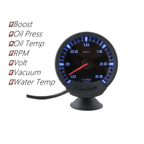 74mm GReddi Sirius Meter Series Trust 7 Colors Water temp Oil Temp Oil Press Turbo Boost RPM Voltage Car Gauge With Sensors