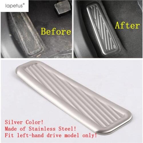 Lapetus Accessories For Cadillac XT4 2019 - 2021 Left Foot Rest Pedal Plate Cover Non-Slip Pad Protect Cover Kit Black Brushed