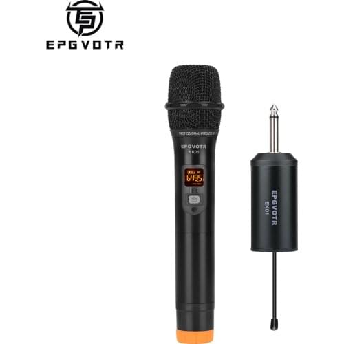 EPGVOTR UHF Wireless Microphone System Dynamic Karaoke Metal Handheld Mic 30 Channel Adjustable Rechargeable Receiver 50meters