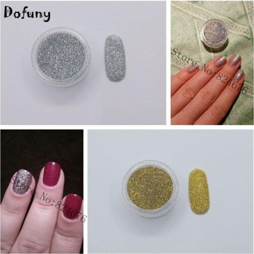 Shiny Laser Gold Silver Nail Glitter Powder Rainbow Pigment Manicure Pigments Nail Art Decorations 1 box