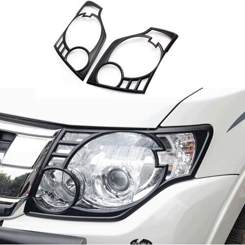 Front Headlamp Decoration Cover Car Styling Accessories Fit For 2007 -2020 Mitsubishi Pajero V93 V97 V87 Matte Black Auto Parts