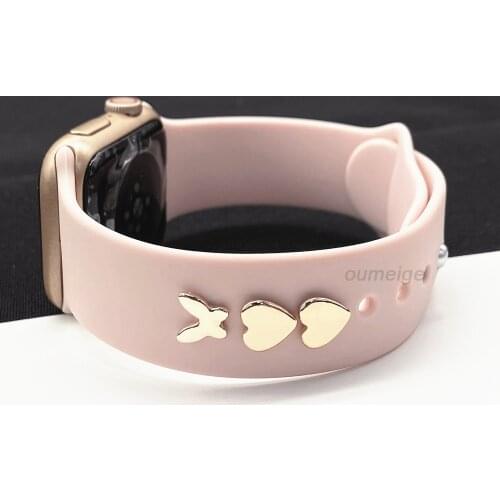 Decorative For Apple Watch Band Silicone Bracelet Metal Decorative Nails for Apple Watch 6 5 4 3 2 1 for Iwatch Accessories