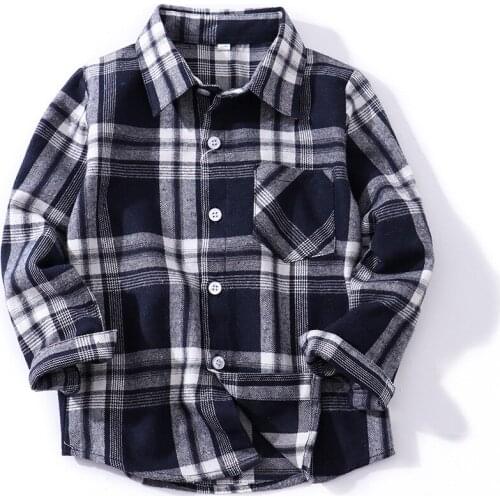2018 Spring Autumn Boys Plaid Shirts Childrens Clothing 100-140cm Height Kids shirts long sleeve boys Blouse turn-down collar