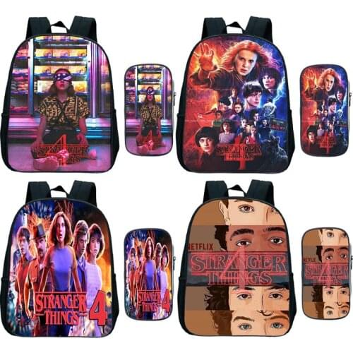 Children Stranger Things Season 4 Kindergarten Backpack 2 Pcs Set School bag Toddler School Shoulders Bag Anime Mini Knapsack