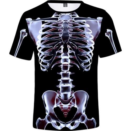 Mens Tshirts Summer 2019 Skull Skeleton 3D T Shirt Hip Hop Short Sleeve Funny T-shirt Graphic Tees Halloween Costumes Big Size