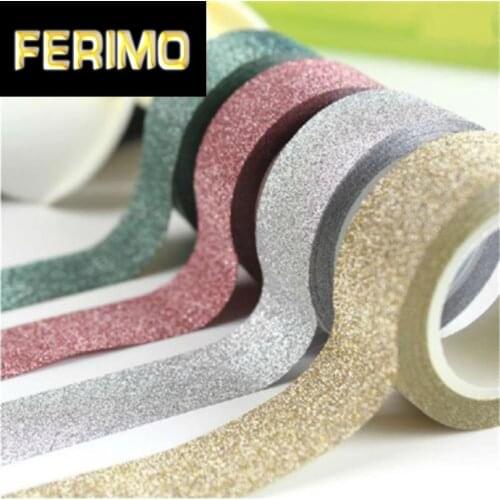 Adhesive Silver Golden Glitter Washi Tape Scrapbooking Christmas Party Wedding Home Decor Kawaii Cute Decorative Paper Crafts