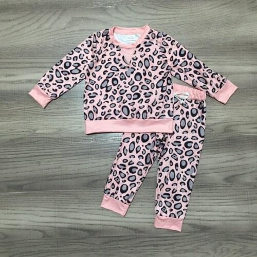 Girlymax Fall Winter Girls Pink Leopard Loungewear Set