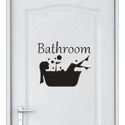 Fashion Lady Bathtub Wall Sticker Home Bathroom Door Removable Decal Art Mural Decor Vinyl ov326