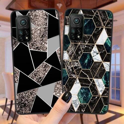 Marble Geometric Soft TPU Phone Case For Xiaomi Mi 10T Lite 10 Ultra Redmi Note 9S 7 8 9 Pro 8T Fundas Black Silicone Cover
