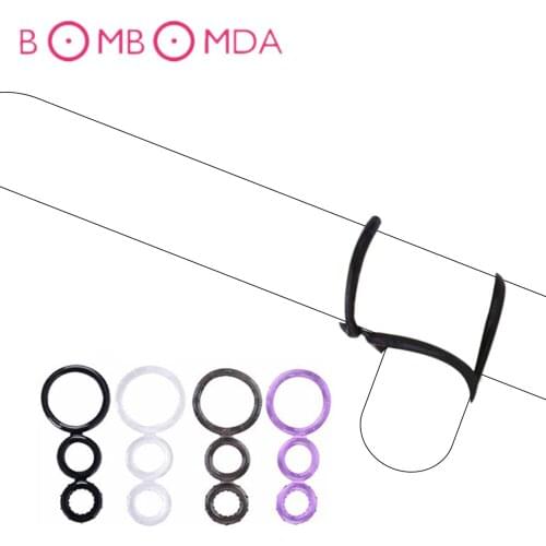 Male Penis Cock Ring TPE Three Links Enlargement Delaying Climax Ejaculation Cock Ring Sex Toys Men Enlarger Erection Lock Rings