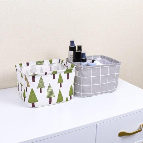 Desktop Storage Box Linen Fabric Toy Sundries Storage Basket Cosmetic Underware Storage Office Stationery Organizer