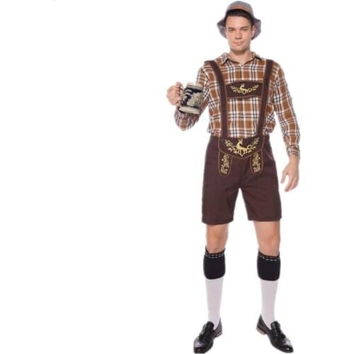 Germany Oktoberfest Lederhosen Costume Traditional Bavarian Beer Costume Halloween Outfit For Men