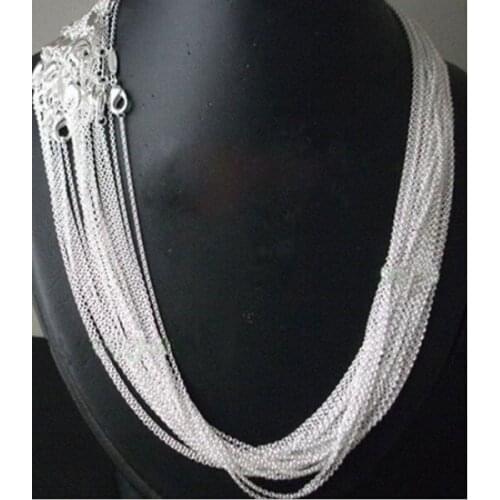 Wholesale Price 50 pcs / batch S925 Lined Silver color 1mm Link Rollo16-24, Inches, Fashion Jewelry Women