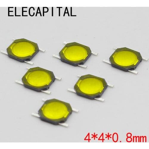 Wholesale 100Pcs 4*4*0.8mm 4x4x 0.8MM 4X4X0.8mm Tactile Push Button Switch Tact 4 Pin Switch Micro Switch SMD