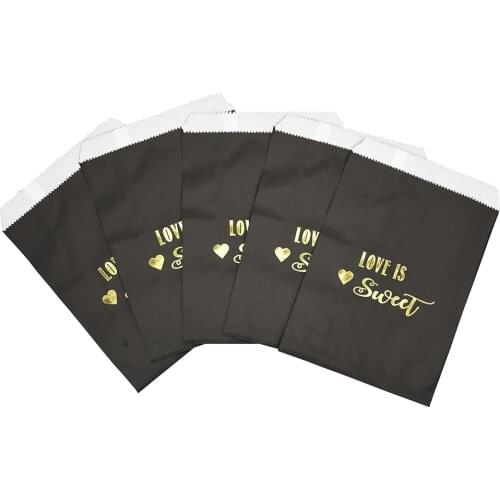 5-20pcs Kraft Paper Bag Love is Sweet Treat Favor Bags for Wedding Bride Shower Party Decorations Coffee Candy Gift Bag