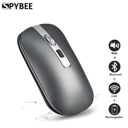Rechargeable Wireless Mouse For Computer Bluetooth Dual Mode 2.4G Silent Ergonomic Mouse 1600DPI Mute Mice For Laptop PC