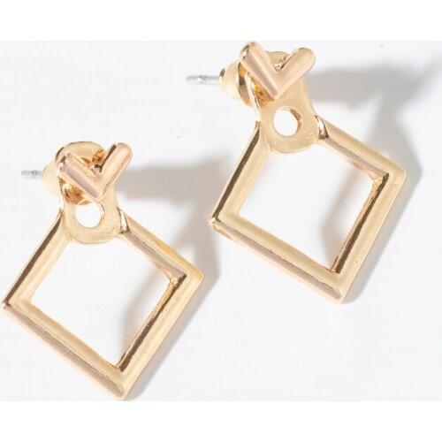 Personalized fashion simple creative metal geometric hollow square temperament wild earrings Fashion Jewelry Wholesale