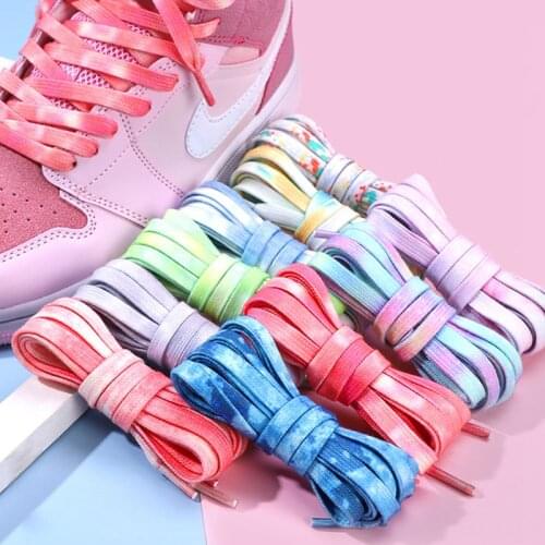 1 Pair Symphony Flat Shoelaces AF1 Gradient Cotton Shoe Laces Personality Shoelace Used for Sneakers Young Students 11 Colors