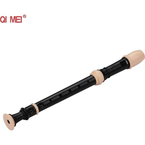 QIMEI QM8AG German Style Fingering 8 Holes Soprano Descant Recorder ABS Flute with Cleaning Stick Portable Lanyard Finger Rest