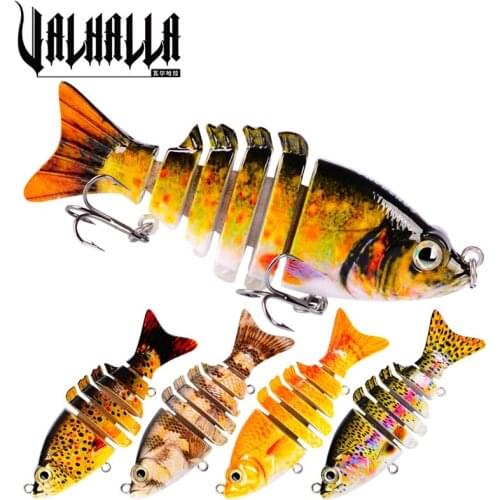 VALHALLA 1PC 6 Sections Fishing Lure 9cm/3.8"-0.38oz/10.68g Swimbait Fishing bait 6# Black Hook Fishing Tackle
