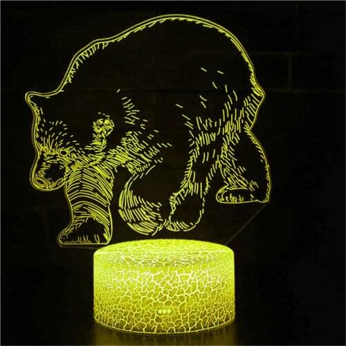 LED bear night light sculpture geometric polar bear statue fashion desktop toy decoration modern abstract bear doll gift 3D lamp