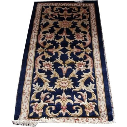 Thick And Plush European Savonnerie Rug Antique Chinese Hand-made Wool Wall Art Geometric Antique Wool Rug Carpet lcw