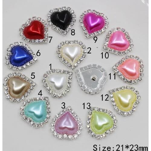 Factory 10pc 21*23mm Multicolor Heart Rhinestone Buttons Handmade Sewing Metal Brass Button DIY Wedding Invitations Decorate
