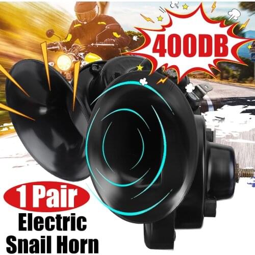 1 Pair Universal Loud 400DB 12V Electric Snail Horn Air Horn Raging Sound For Car Motorcycle Truck Boat Car