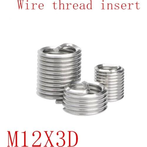 10Pcs M12*3D Stainless Steel Coiled Wire Helical Screw Thread Inserts M12 Screw Bushing self tapping thread repair tool