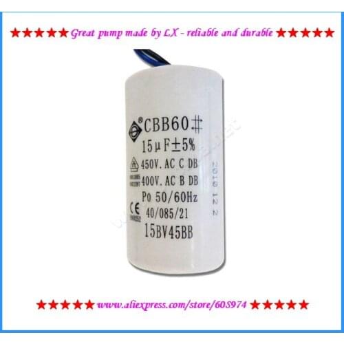 15uf water Pump Capacitor - for jet pump LX DH1.0 EA350,JA100,TDA100 also compatible with other use 15uf capatitor Condensateur