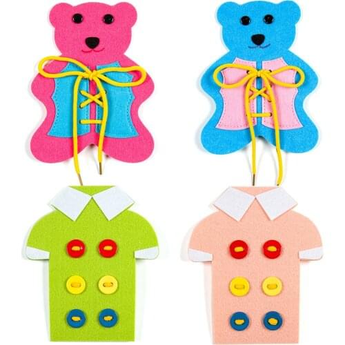 2Pcs Baby EVA Stringing Beads Toy Set DIY Button Lacing Clothes Board Sew On Buttons Fun Educational Toys For Kids Bead Game