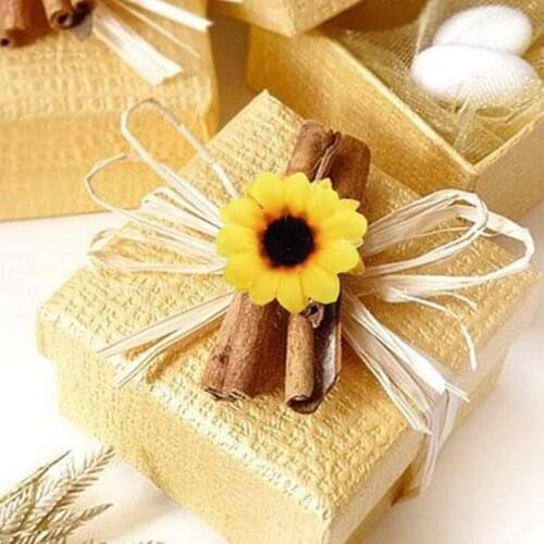 50Pcs Artificial Sunflower Heads Fabric Fake Sunflower Heads for Wedding Decoration Bridal Bouquet DIY Handicrafts