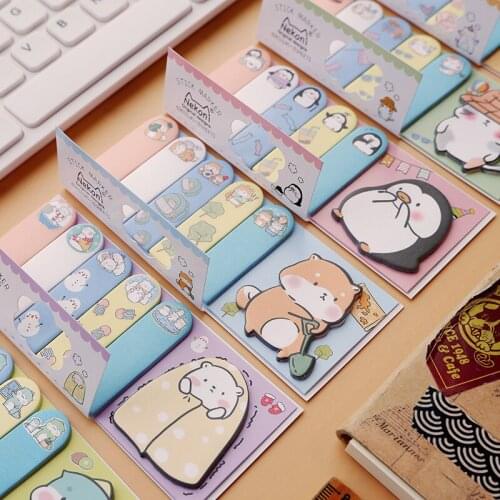 90 Pages /pack Cute Pets Unicorns Penguin Bear Cat Sticky Notes Memo Pads