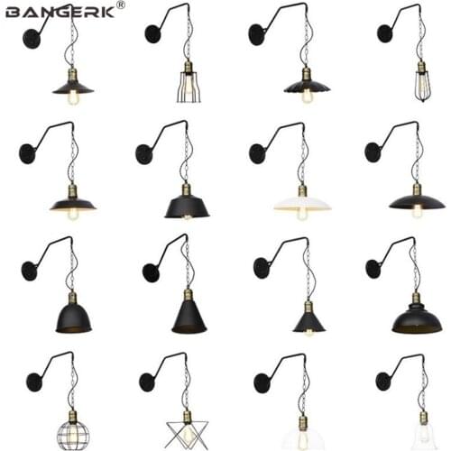 American Loft Wall Light Iron Chain E27 LED Edison Vintage Sconce Wall Lights Industrial Bedside Wall Lamp Home Decor Lighting