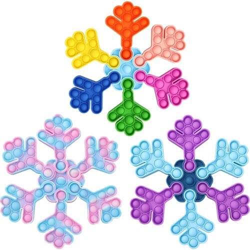 Anti-Stress Assembly Snowflake Puzzle Push Bubble Simpl Dimmer Antistress Toys For Children Sensory Game Toy Backpacik 1pc