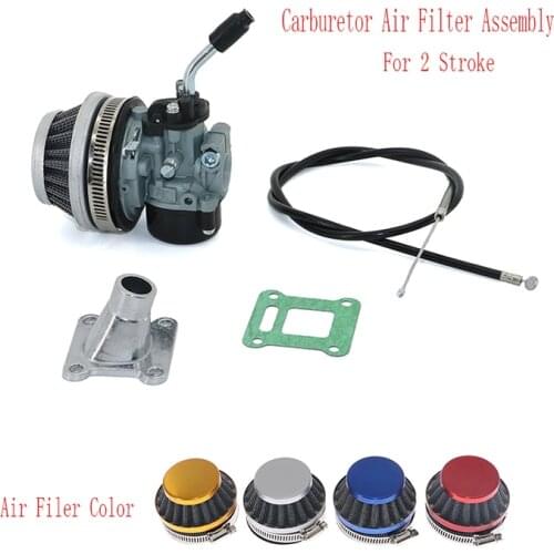 ATV 49cc Performance 19mm Carb Carburetor Air Filter Mainfold Assembly for 2-stroke 47cc 49 Cc Mini Pocket Bike