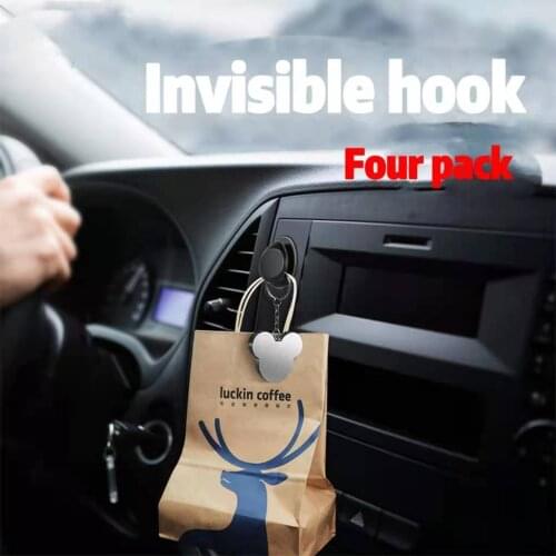 4-piece auto invisible hook storage box self-adhesive holder suitable for USB cable headset Keychain invisible fastener clip