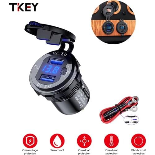 USB Car Phone Charger 36W Dual QC3.0 Fast Charging In Car Charger For iPhone Samsung Waterproof Power Outlet Cigarette Lighter