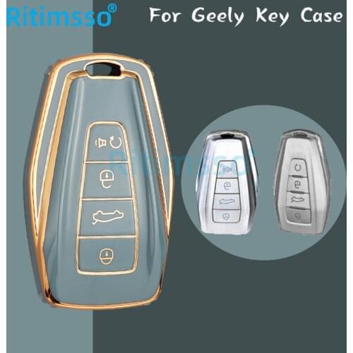 New Electroplate TPU Car Remote Key Case Cover Holder Shell for Geely Coolray 2019-2020 4 Buttons Auto Styling Fob Accessories