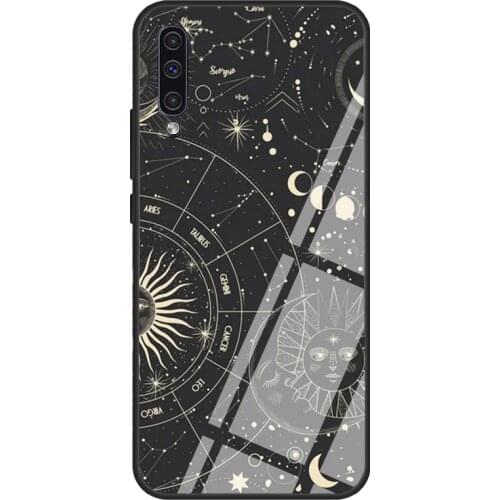 Sun Moons Star Signs Astrological Tempered Glass Case For Samsung A51 A71 A31 A40 A50 A70 A20e A21S A12 A32 A52 A72 Cover
