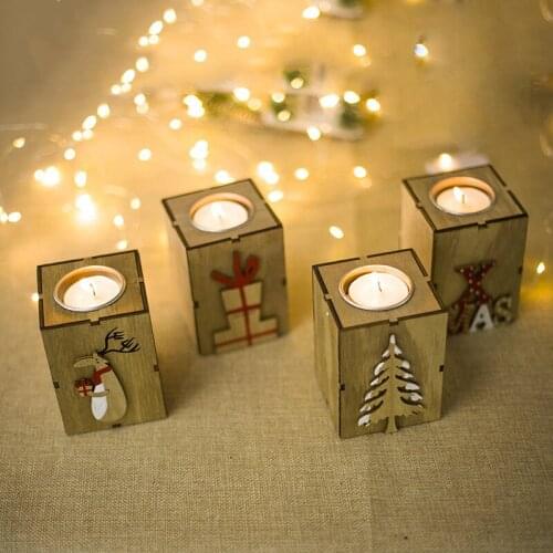 Decorative Christmas Creative Gifts Decoration Mini Wooden Candlestick Christmas Decorations Candle Holders